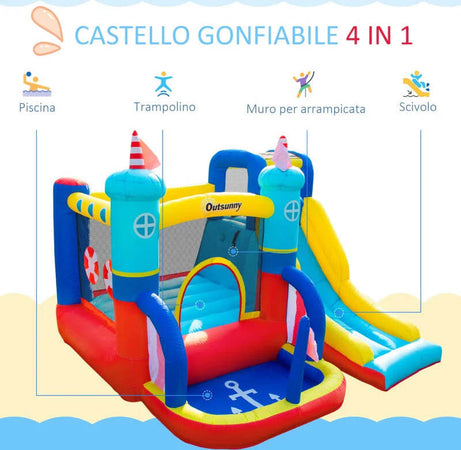 Castello-Gonfiabile-4-in-1-Bimbi-3-8-Anni,-Scivolo-e-Piscina,-265x260x200cm-GB9342-054V90GB9