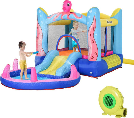 Castello-Gonfiabile-Gigante-e-Rimbalzante-per-Bambini-3-8-Anni-con-Scivolo,-Piscina-e-Gonfiatore-3.6x1.75x1.8m-MN4342-022V90MN4