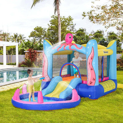 Castello-Gonfiabile-Gigante-e-Rimbalzante-per-Bambini-3-8-Anni-con-Scivolo,-Piscina-e-Gonfiatore-3.6x1.75x1.8m-MN4342-022V90MN4
