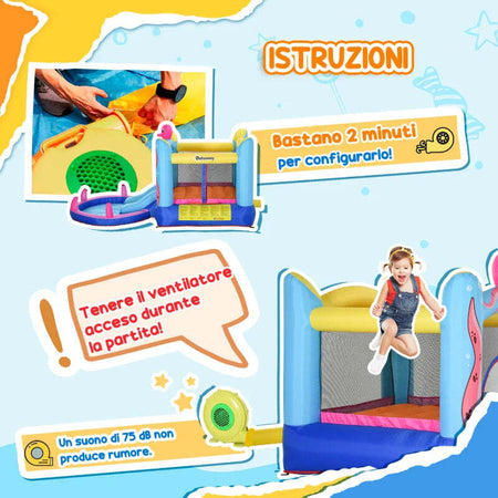 Castello-Gonfiabile-Gigante-e-Rimbalzante-per-Bambini-3-8-Anni-con-Scivolo,-Piscina-e-Gonfiatore-3.6x1.75x1.8m-MN4342-022V90MN4