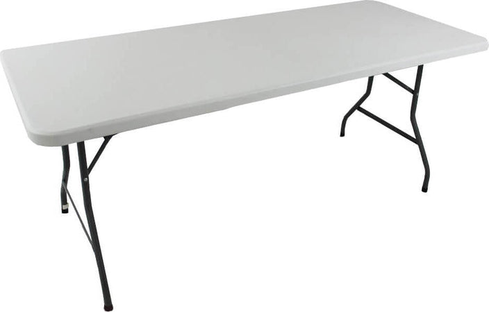 CATE - tavolo catering pieghevole salvaspazio in metallo e abs 180x75 Bianco
