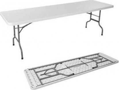 CATE - tavolo catering pieghevole salvaspazio in metallo e abs 180x75 Bianco
