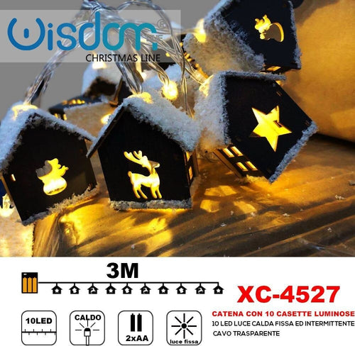 Catena 10 Casette Luminose 10led Batteria Luce Calda Fissa+intermittente Xc-4527 Illuminazione/Illuminazione per esterni/Catene luminose Trade Shop italia - Napoli, Commerciovirtuoso.it