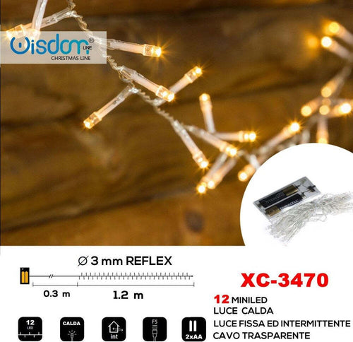 Catena 12 Led A Batteria Cavo Trasparente Luce Calda Fissa+intermittente Xc-3470 Illuminazione/Illuminazione per esterni/Catene luminose Trade Shop italia - Napoli, Commerciovirtuoso.it