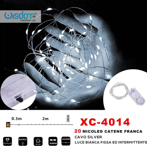 Catena 20microled A Batteria Cavo Silver Luce Bianca Fissa+intermittente Xc-4014 Illuminazione/Illuminazione per esterni/Catene luminose Trade Shop italia - Napoli, Commerciovirtuoso.it