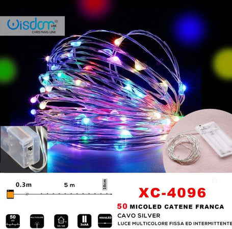 Catena 50 Microled A Batteria Luce Multicolore Fissa + Intermittente Xc-4096 Illuminazione/Illuminazione per esterni/Catene luminose Trade Shop italia - Napoli, Commerciovirtuoso.it