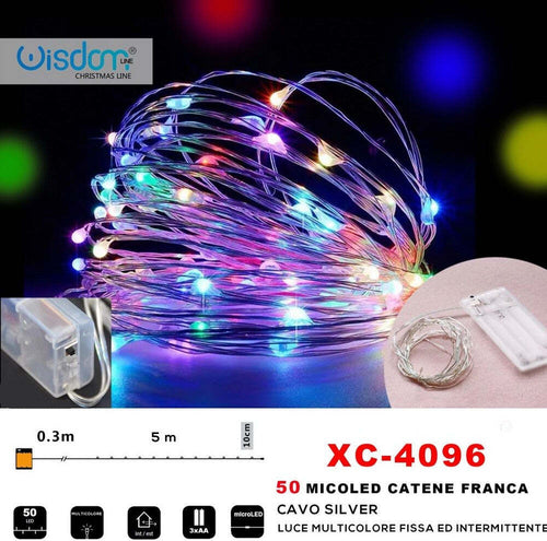 Catena 50 Microled A Batteria Luce Multicolore Fissa + Intermittente Xc-4096 Illuminazione/Illuminazione per esterni/Catene luminose Trade Shop italia - Napoli, Commerciovirtuoso.it