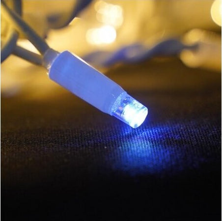 Catena-bianca-luminosa-prolungabile-blu-10MT-100-led-con-10-FLASH-ghiaccio-luci-di-Natale-da-esterno-LUCE-FREDDA-CALDA-BLU