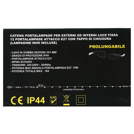 Catena portalampade prolungabile per lampade a led uno interno ed esterno