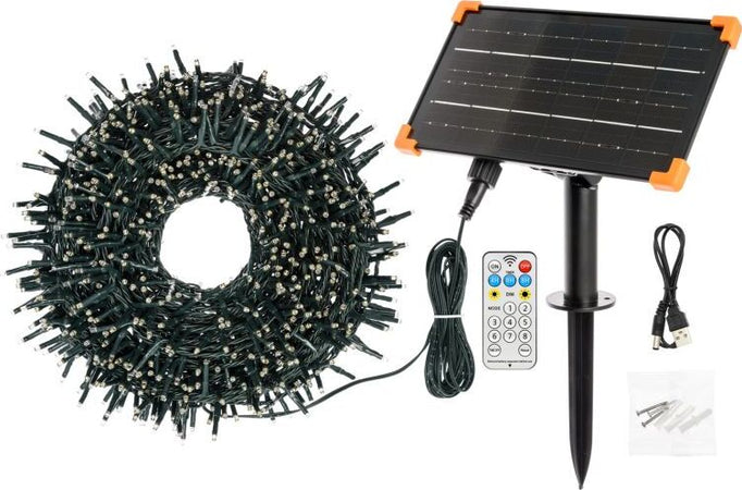 Catena lineare natalizia 1000 led bianco caldo Ø 5 mm con pannello solare decorazione natalizia Casa e cucina/Decorazioni per interni/Addobbi e decorazioni per ricorrenze/Decorazioni natalizie/Luci natalizie/Catene luminose per interni MagiediNatale.it - Altamura, Commerciovirtuoso.it