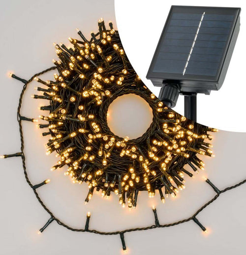 Catena lineare natalizia 400 led bianco caldo Ø 5 mm con pannello solare decorazione natalizia Casa e cucina/Decorazioni per interni/Addobbi e decorazioni per ricorrenze/Decorazioni natalizie/Luci natalizie/Catene luminose per interni MagiediNatale.it - Altamura, Commerciovirtuoso.it