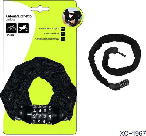 Catena Lucchetto Antifurto In Acciaio Rivestimento In Nylon Combinazione Xc-1967 Sport e Tempo Libero > Ciclismo > Antifurto per Bici > Sport Trade Shop italia - Napoli, Commerciovirtuoso.it
