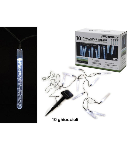 Catena Luminosa 10 Ghiaccioli Solari Lampade Led Luce Fredda Interno / Esterno