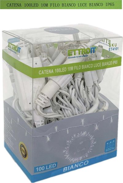 catena luminosa 100 led 10 metri filo bianco luce bianco ip65 /ET4101 Casa e cucina/Decorazioni per interni/Addobbi e decorazioni per ricorrenze/Decorazioni natalizie/Luci natalizie/Catene luminose per interni Zencoccostore - Formia, Commerciovirtuoso.it