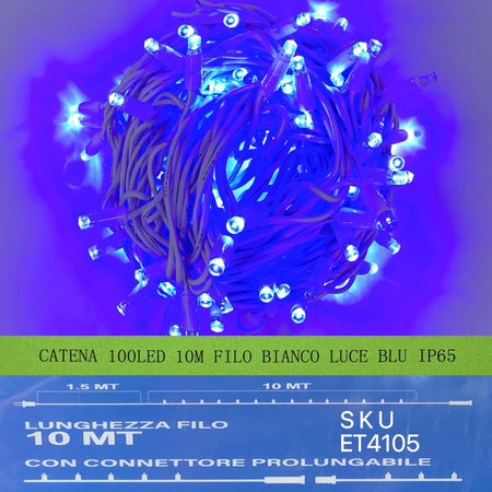 catena luminosa 100 led 10 metri filo bianco luce blu ip65 /ET4105 Casa e cucina/Decorazioni per interni/Addobbi e decorazioni per ricorrenze/Decorazioni natalizie/Luci natalizie/Catene luminose per interni Zencoccostore - Formia, Commerciovirtuoso.it