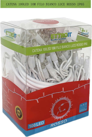 catena luminosa 100 led 10 metri filo bianco luce rosso ip65 /ET4107 Casa e cucina/Decorazioni per interni/Addobbi e decorazioni per ricorrenze/Decorazioni natalizie/Luci natalizie/Catene luminose per interni Zencoccostore - Formia, Commerciovirtuoso.it