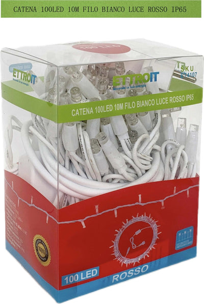 catena luminosa 100 led 10 metri filo bianco luce rosso ip65 /ET4107 Casa e cucina/Decorazioni per interni/Addobbi e decorazioni per ricorrenze/Decorazioni natalizie/Luci natalizie/Catene luminose per interni Zencoccostore - Formia, Commerciovirtuoso.it