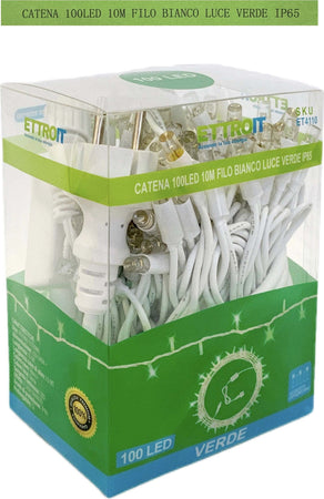 catena luminosa 100 led 10 metri filo bianco luce verde ip65 /ET4110 Casa e cucina/Decorazioni per interni/Addobbi e decorazioni per ricorrenze/Decorazioni natalizie/Luci natalizie/Catene luminose per interni Zencoccostore - Formia, Commerciovirtuoso.it