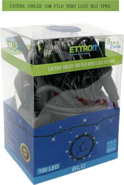 catena luminosa 100 led 10 metri filo nero luce blu ip65 /ET4106 Casa e cucina/Decorazioni per interni/Addobbi e decorazioni per ricorrenze/Decorazioni natalizie/Luci natalizie/Catene luminose per interni Zencoccostore - Formia, Commerciovirtuoso.it