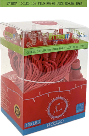 catena luminosa 100 led 10 metri filo rosso luce rosso ip65 /ET4109 Casa e cucina/Decorazioni per interni/Addobbi e decorazioni per ricorrenze/Decorazioni natalizie/Luci natalizie/Catene luminose per interni Zencoccostore - Formia, Commerciovirtuoso.it