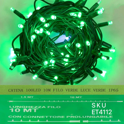 catena luminosa 100 led 10 metri filo verde luce verde ip65 /ET4112 Casa e cucina/Decorazioni per interni/Addobbi e decorazioni per ricorrenze/Decorazioni natalizie/Luci natalizie/Catene luminose per interni Zencoccostore - Formia, Commerciovirtuoso.it