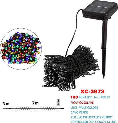 Catena Luminosa 100 Led Con Ricarica Ad Energia Solare Luce Multicolore Xc-3973 Illuminazione/Illuminazione per esterni/Catene luminose Trade Shop italia - Napoli, Commerciovirtuoso.it