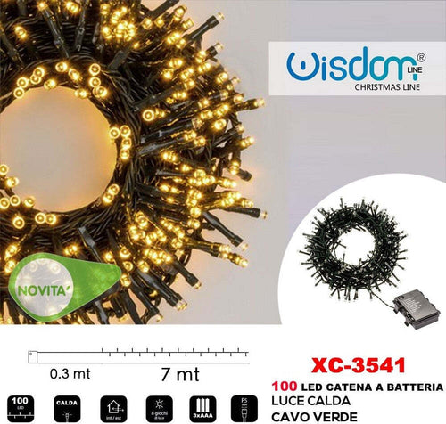 Catena Luminosa 100 Led Lucciole Con Batteria Cavo Verde Luce Calda Ip44 Xc-3541 Illuminazione/Illuminazione per esterni/Catene luminose Trade Shop italia - Napoli, Commerciovirtuoso.it