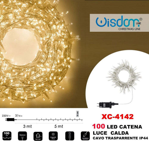 Catena Luminosa 100 Luci Led Lucciole Luce Calda Cavo Trasparente Ip44 Xc-4142 Illuminazione/Illuminazione per esterni/Catene luminose Trade Shop italia - Napoli, Commerciovirtuoso.it