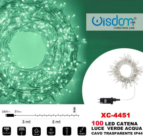 Catena Luminosa 100 Luci Led Lucciole Luce Verde Acqua Cavo Trasparente Xc-4451 Illuminazione/Illuminazione per esterni/Catene luminose Trade Shop italia - Napoli, Commerciovirtuoso.it