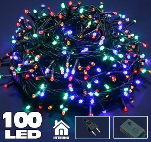 Catena Luminosa 100 Luci Led Lucciole Multicolor Con Controller 8 Funzioni Illuminazione/Illuminazione per esterni/Catene luminose Trade Shop italia - Napoli, Commerciovirtuoso.it