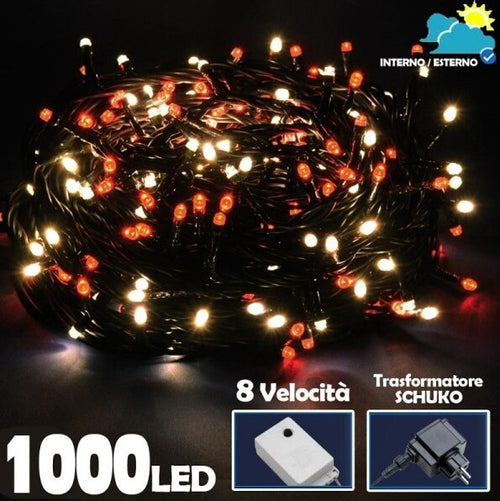 Catena-Luminosa-1000-Luci-Led-Albero-Di-Natale-Lucciole-Bianco-Caldo-Rosso-Esterno