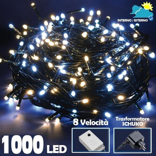 Catena Luminosa 1000 Luci Led Albero Natale Lucciole Bianco Freddo E Caldo Esterno Illuminazione/Illuminazione per interni/Illuminazione speciale/Catene luminose Trade Shop italia - Napoli, Commerciovirtuoso.it