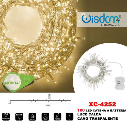 Catena Luminosa 100led Lucciole Con Batteria Cavo Trasparente Luce Calda Xc-4252 Illuminazione/Illuminazione per esterni/Catene luminose Trade Shop italia - Napoli, Commerciovirtuoso.it