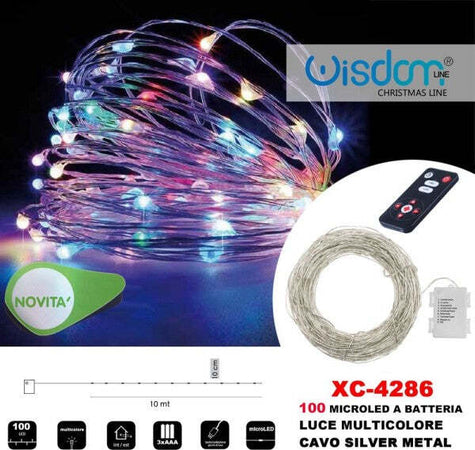 Catena-Luminosa-100microled-A-Batteria-Cavo-Silver-Metal-Luce-Multicolore-Xc-4286