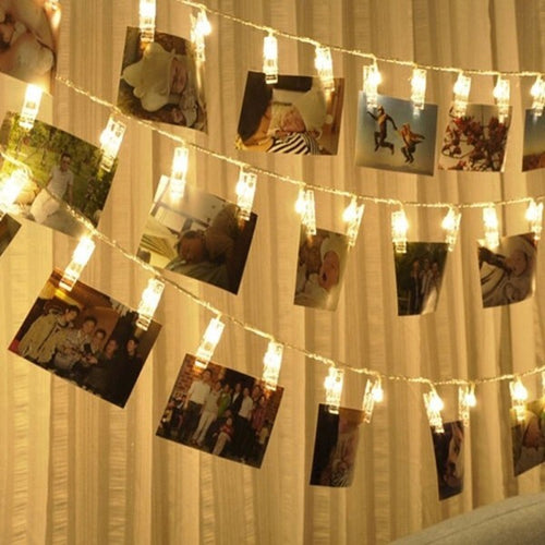 Catena-Luminosa-16-Led-Con-Mollette-Ghirlanda-Stringa-Clip-Per-Appendere-Le-Foto