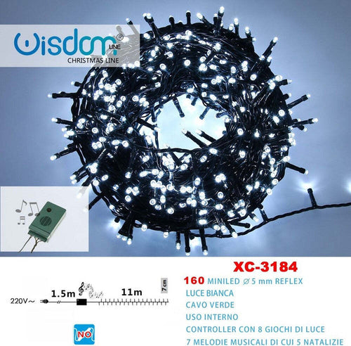 Catena Luminosa 160miniled Luce Bianca Cavo Verde 7 Melodie 8 Giochi Luce Xc3184 Illuminazione/Illuminazione per esterni/Catene luminose Trade Shop italia - Napoli, Commerciovirtuoso.it