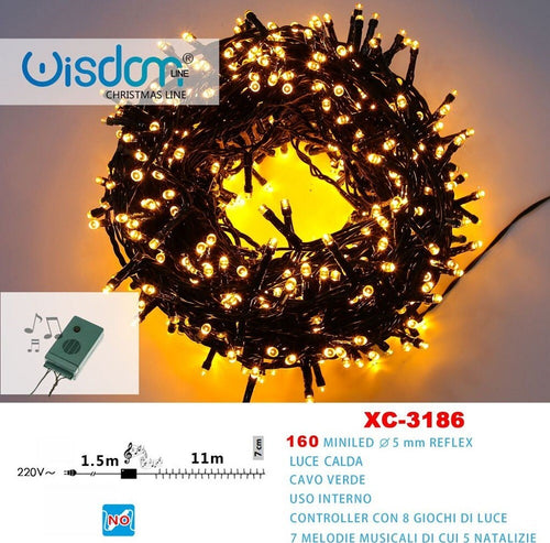 Catena Luminosa 160miniled Luce Calda Cavo Verde 7 Melodie 8 Giochi Luce Xc-3186 Illuminazione/Illuminazione per esterni/Catene luminose Trade Shop italia - Napoli, Commerciovirtuoso.it