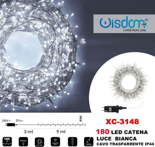 Catena Luminosa 180 Luci Led Lucciole Luce Bianca Cavo Trasparente Ip44 Xc-3148 Illuminazione/Illuminazione per esterni/Catene luminose Trade Shop italia - Napoli, Commerciovirtuoso.it