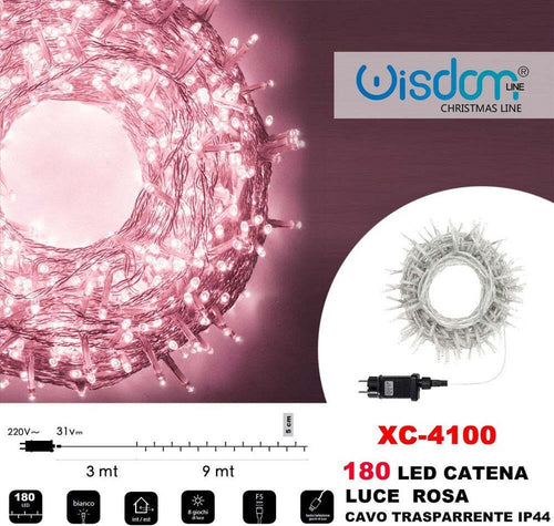 Catena Luminosa 180 Luci Led Lucciole Luce Rosa Cavo Trasparente Ip44 Xc-4100 Illuminazione/Illuminazione per esterni/Catene luminose Trade Shop italia - Napoli, Commerciovirtuoso.it
