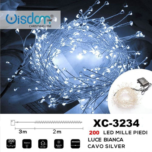Catena Luminosa 200 Led Mille Piedi Effetto Ramo Luce Bianca A Batteria Xc-3234 Illuminazione/Illuminazione per esterni/Catene luminose Trade Shop italia - Napoli, Commerciovirtuoso.it