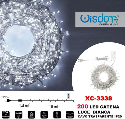 Catena Luminosa 200 Luci Led Lucciole Luce Bianca Cavo Trasparente Ip20 Xc-3338 Illuminazione/Illuminazione per esterni/Catene luminose Trade Shop italia - Napoli, Commerciovirtuoso.it