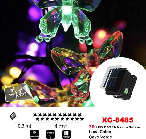 Catena Luminosa 30 Led Con Farfalle Ricarica Energia Solare Luce Calda Xc-8485 Illuminazione/Illuminazione per esterni/Catene luminose Trade Shop italia - Napoli, Commerciovirtuoso.it