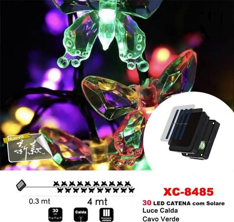 Catena-Luminosa-30-Led-Con-Farfalle-Ricarica-Energia-Solare-Luce-Calda-Xc-8485