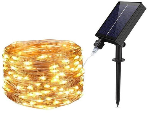 Catena Luminosa 30 Mt Luci Natalizi Pannello Solare Minilucciola 300 Led Calda Universo