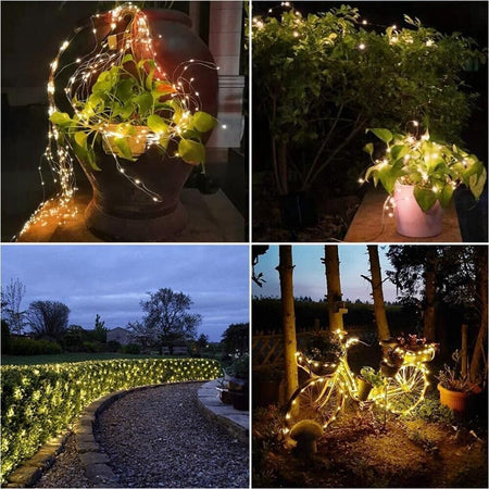 Catena Luminosa 30 Mt Luci Natalizi Pannello Solare Minilucciola 300 Led Calda Universo
