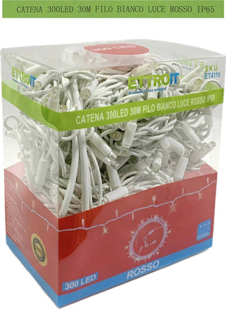 catena luminosa 300 led 30 metri filo bianco luce rosso ip65 /ET4116 Casa e cucina/Decorazioni per interni/Addobbi e decorazioni per ricorrenze/Decorazioni natalizie/Luci natalizie/Catene luminose per interni Zencoccostore - Formia, Commerciovirtuoso.it