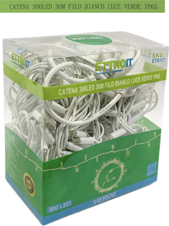 catena luminosa 300 led 30 metri filo bianco luce verde ip65 /ET4117 Casa e cucina/Decorazioni per interni/Addobbi e decorazioni per ricorrenze/Decorazioni natalizie/Luci natalizie/Catene luminose per interni Zencoccostore - Formia, Commerciovirtuoso.it