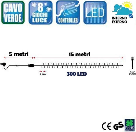 Catena Luminosa 300 Luci Led Lucciole Bianco Caldo E Rosso 8 Funzioni Per Esterno Casa, arredamento e bricolage > Prodotti per Feste > Prodotti Natalizi Trade Shop italia - Napoli, Commerciovirtuoso.it