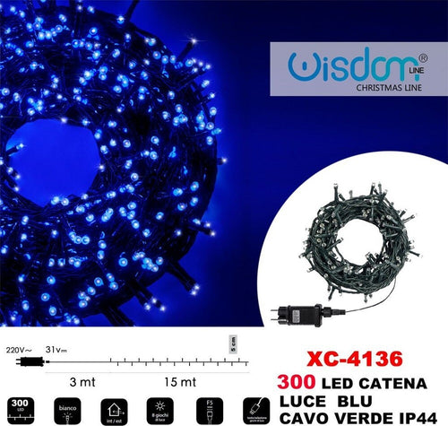 Catena Luminosa 300 Luci Led Lucciole Luce Blu Cavo Verde Ip44 Xc-4136 Illuminazione/Illuminazione per esterni/Catene luminose Trade Shop italia - Napoli, Commerciovirtuoso.it