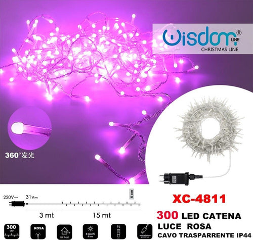 Catena Luminosa 300 Luci Led Lucciole Luce Rosa Cavo Trasparente Ip44 Xc-4811 Illuminazione/Illuminazione per esterni/Catene luminose Trade Shop italia - Napoli, Commerciovirtuoso.it